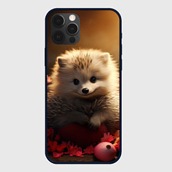 Чехол для iPhone 12 Pro Max Милый ежик в цветах, цвет: 3D-черный