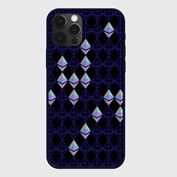 Чехол для iPhone 12 Pro Max Криптовалюта Ethereum на черном, цвет: 3D-черный