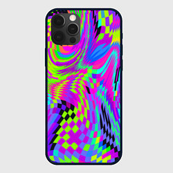 Чехол для iPhone 12 Pro Max Психоделический глитч, цвет: 3D-черный