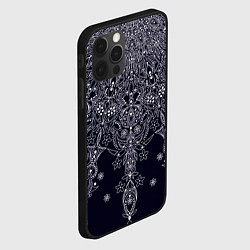 Чехол для iPhone 12 Pro Max Тёмно-синий узоры мандала, цвет: 3D-черный — фото 2