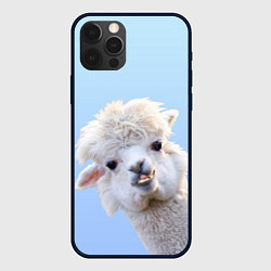 Чехол для iPhone 12 Pro Max Голова белой ламы, цвет: 3D-черный