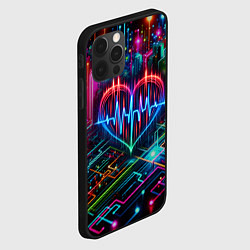 Чехол для iPhone 12 Pro Max Неоновое сердце - кардиограмма, цвет: 3D-черный — фото 2