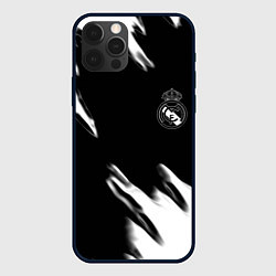Чехол для iPhone 12 Pro Max Real madrid белые краски текстура, цвет: 3D-черный