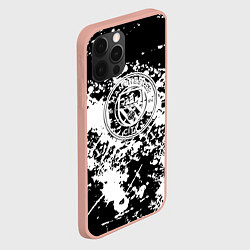 Чехол для iPhone 12 Pro Max Manchester City краски чёрно белые, цвет: 3D-светло-розовый — фото 2