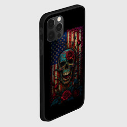 Чехол для iPhone 12 Pro Max Skull - USA, цвет: 3D-черный — фото 2