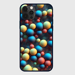 Чехол для iPhone 12 Pro Max Разноцветные шарики молекул, цвет: 3D-черный