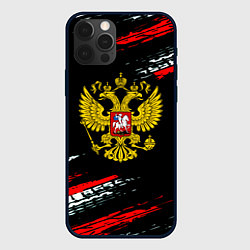 Чехол для iPhone 12 Pro Max Герб РФ краски патриотический, цвет: 3D-черный