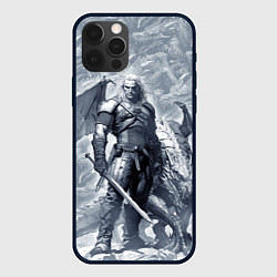 Чехол для iPhone 12 Pro Max The Witcher and dragon - hand drawn style, цвет: 3D-черный