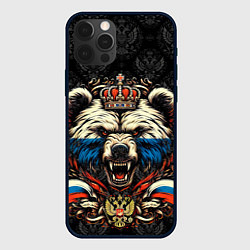 Чехол для iPhone 12 Pro Max Русский медведь с короной, цвет: 3D-черный