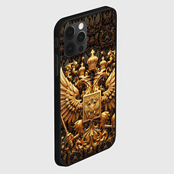 Чехол для iPhone 12 Pro Max Объемный золотой герб России, цвет: 3D-черный — фото 2