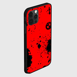 Чехол для iPhone 12 Pro Max BMW краски текстура красный, цвет: 3D-черный — фото 2