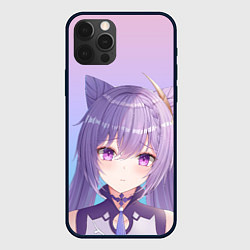 Чехол для iPhone 12 Pro Max Аниме девочка с сиреневыми волосами с ушками, цвет: 3D-черный