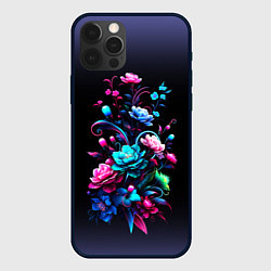 Чехол для iPhone 12 Pro Max Цветы - нейросеть, цвет: 3D-черный