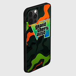 Чехол для iPhone 12 Pro Max Gta лого зелено-оранжевый камуфляж, цвет: 3D-черный — фото 2
