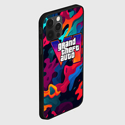 Чехол для iPhone 12 Pro Max Gta лого камуфляж кислотные кляксы, цвет: 3D-черный — фото 2