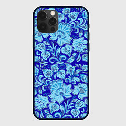 Чехол для iPhone 12 Pro Max Узоры гжель на темно синем фоне, цвет: 3D-черный