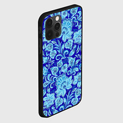 Чехол для iPhone 12 Pro Max Узоры гжель на темно синем фоне, цвет: 3D-черный — фото 2