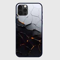 Чехол для iPhone 12 Pro Max Неоновые трещины, цвет: 3D-черный