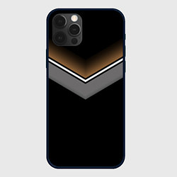 Чехол для iPhone 12 Pro Max Абстракция графика серая и коричневая полоски на ч, цвет: 3D-черный