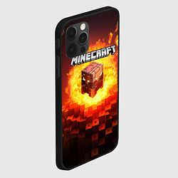 Чехол для iPhone 12 Pro Max Огненный minecraft лого, цвет: 3D-черный — фото 2
