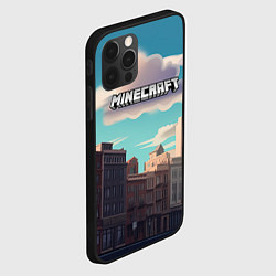 Чехол для iPhone 12 Pro Max Minecraft город и лого, цвет: 3D-черный — фото 2