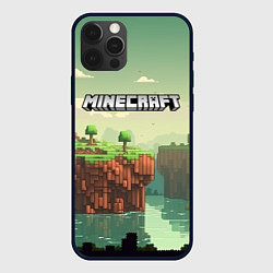 Чехол для iPhone 12 Pro Max Minecraft logo квадратный мир, цвет: 3D-черный