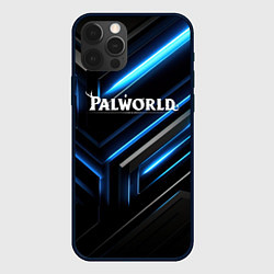 Чехол для iPhone 12 Pro Max Palworld logo black blue neon abstract, цвет: 3D-черный