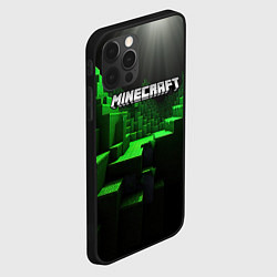 Чехол для iPhone 12 Pro Max Minecraft logo зеленые яркие плитки, цвет: 3D-черный — фото 2