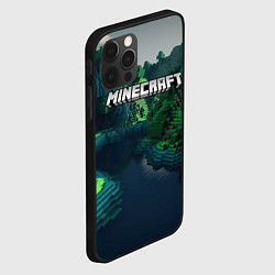 Чехол для iPhone 12 Pro Max Minecraft logo зеленые квадратные кубы, цвет: 3D-черный — фото 2