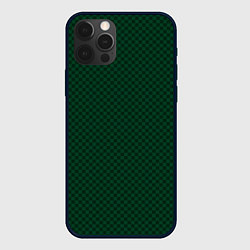 Чехол для iPhone 12 Pro Max Тёмный зелёный текстура квадраты, цвет: 3D-черный