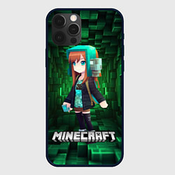 Чехол для iPhone 12 Pro Max Minecraft девушка в зеленом мире, цвет: 3D-черный