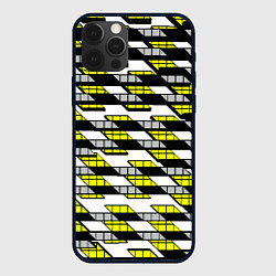 Чехол для iPhone 12 Pro Max Жёлтые треугольники и квадраты на белом фоне, цвет: 3D-черный
