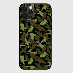 Чехол для iPhone 12 Pro Max Разные птицы - камуфляж, цвет: 3D-черный