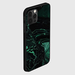 Чехол для iPhone 12 Pro Max Черно-зеленый мрамор, цвет: 3D-черный — фото 2