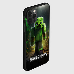 Чехол для iPhone 12 Pro Max Minecraft зеленый квадратный монстр, цвет: 3D-черный — фото 2