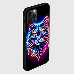 Чехол для iPhone 12 Pro Max Суровый неоновый кот, цвет: 3D-черный — фото 2