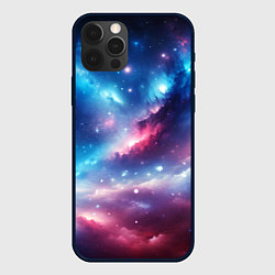 Чехол для iPhone 12 Pro Max Розово-голубой космический пейзаж, цвет: 3D-черный