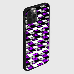 Чехол для iPhone 12 Pro Max Фиолетовые треугольники и квадраты на белом фоне, цвет: 3D-черный — фото 2