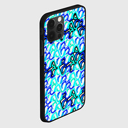 Чехол для iPhone 12 Pro Max Синий узор и бело-чёрная обводка, цвет: 3D-черный — фото 2