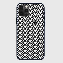 Чехол для iPhone 12 Pro Max Чёрные сердца на белом фоне, цвет: 3D-черный