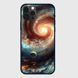 Чехол для iPhone 12 Pro Max Далёкая неоновая галактика - нейросеть, цвет: 3D-черный