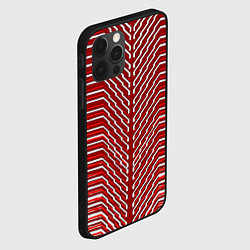 Чехол для iPhone 12 Pro Max Белые линии на красном фоне, цвет: 3D-черный — фото 2