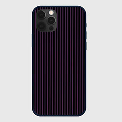 Чехол для iPhone 12 Pro Max Тёмный фиолетовый в полоску, цвет: 3D-черный