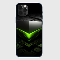 Чехол для iPhone 12 Pro Max Зеленая яркая плашка на черном абстракция, цвет: 3D-черный