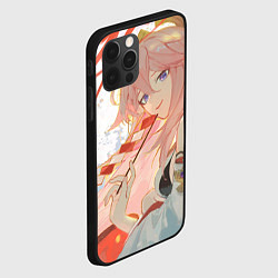 Чехол для iPhone 12 Pro Max Genshin Impact Яэ Miko smile kitsune, цвет: 3D-черный — фото 2