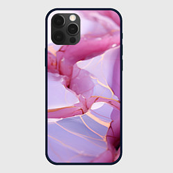 Чехол для iPhone 12 Pro Max Куски розового мрамора, цвет: 3D-черный