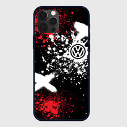 Чехол для iPhone 12 Pro Max Фольксваген на фоне граффити и брызг красок, цвет: 3D-черный