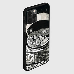 Чехол для iPhone 12 Pro Max Космонавт в черно-белом мире, цвет: 3D-черный — фото 2