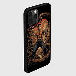 Чехол для iPhone 12 Pro Max Боец Муай-тай и огромный дракон, цвет: 3D-черный — фото 2