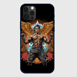 Чехол для iPhone 12 Pro Max Муай-Тай боец с золотыми крыльями, цвет: 3D-черный